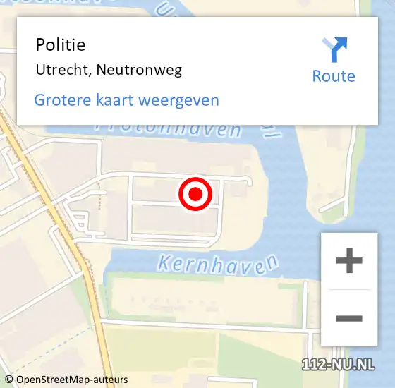 Locatie op kaart van de 112 melding: Politie Utrecht, Neutronweg op 9 november 2021 14:55