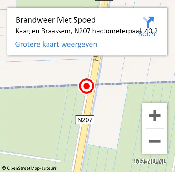 Locatie op kaart van de 112 melding: Brandweer Met Spoed Naar Kaag en Braassem, N207 hectometerpaal: 40,2 op 9 november 2021 15:15