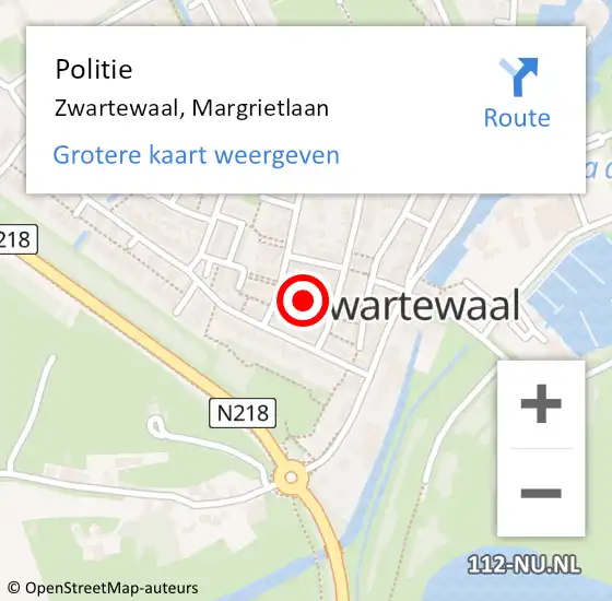 Locatie op kaart van de 112 melding: Politie Zwartewaal, Margrietlaan op 9 november 2021 15:24