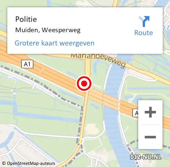 Locatie op kaart van de 112 melding: Politie Muiden, Weesperweg op 9 november 2021 15:26