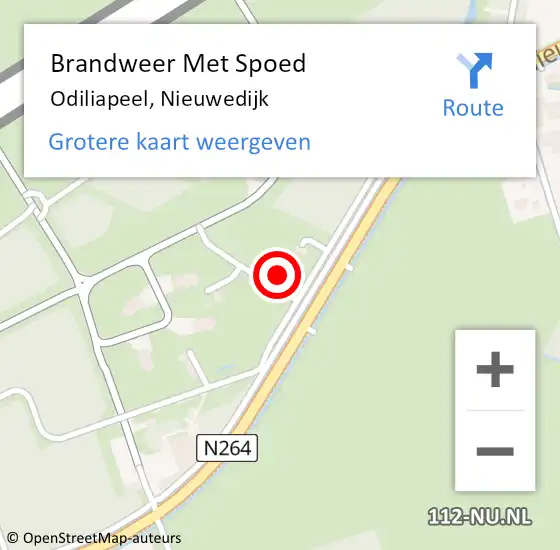 Locatie op kaart van de 112 melding: Brandweer Met Spoed Naar Odiliapeel, Nieuwedijk op 9 november 2021 15:46