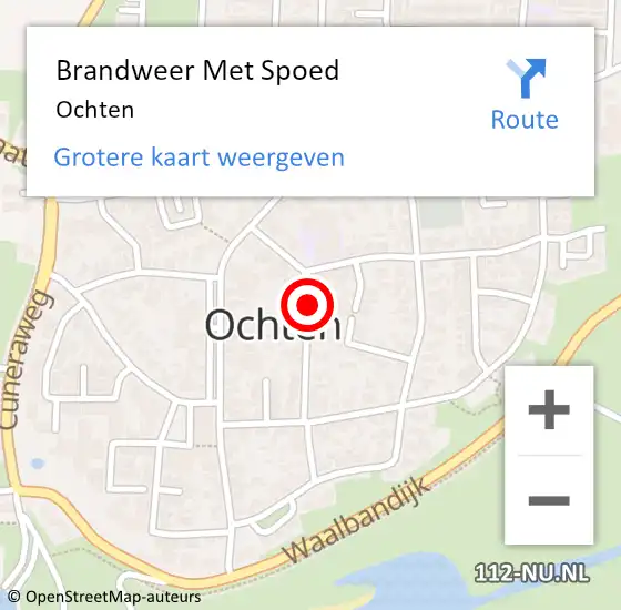 Locatie op kaart van de 112 melding: Brandweer Met Spoed Naar Ochten op 9 november 2021 15:48