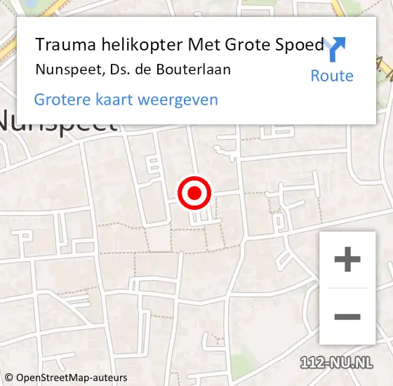 Locatie op kaart van de 112 melding: Trauma helikopter Met Grote Spoed Naar Nunspeet, Ds. de Bouterlaan op 9 november 2021 16:27