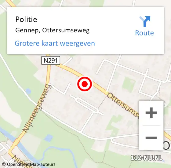 Locatie op kaart van de 112 melding: Politie Gennep, Ottersumseweg op 9 november 2021 16:49