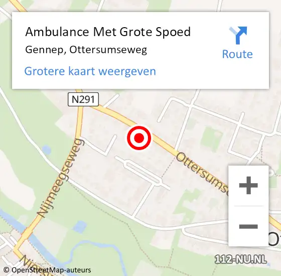 Locatie op kaart van de 112 melding: Ambulance Met Grote Spoed Naar Gennep, Ottersumseweg op 9 november 2021 16:52