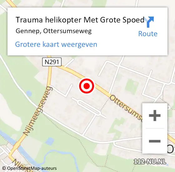 Locatie op kaart van de 112 melding: Trauma helikopter Met Grote Spoed Naar Gennep, Ottersumseweg op 9 november 2021 16:53