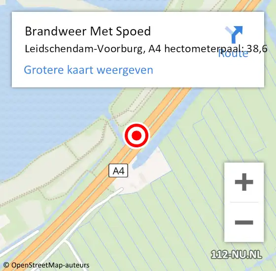 Locatie op kaart van de 112 melding: Brandweer Met Spoed Naar Leidschendam-Voorburg, A4 hectometerpaal: 38,6 op 9 november 2021 17:38