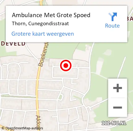 Locatie op kaart van de 112 melding: Ambulance Met Grote Spoed Naar Thorn, Cunegondisstraat op 9 november 2021 17:59