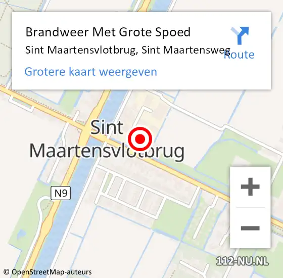 Locatie op kaart van de 112 melding: Brandweer Met Grote Spoed Naar Sint Maartensvlotbrug, Sint Maartensweg op 9 november 2021 18:13