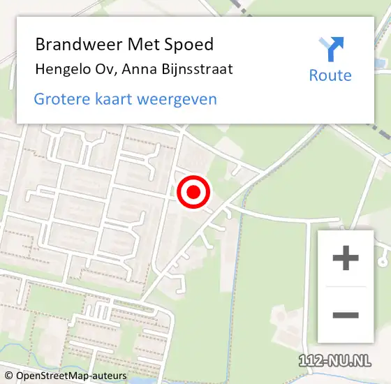 Locatie op kaart van de 112 melding: Brandweer Met Spoed Naar Hengelo Ov, Anna Bijnsstraat op 28 juni 2014 19:00