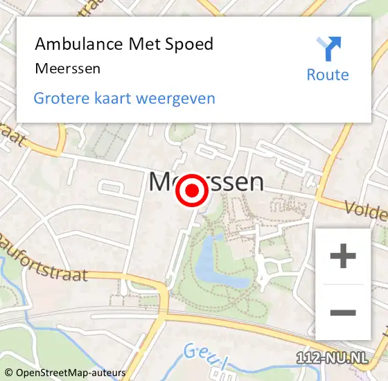 Locatie op kaart van de 112 melding: Ambulance Met Spoed Naar Meerssen op 9 november 2021 18:24