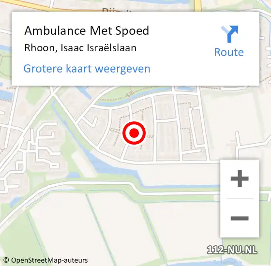 Locatie op kaart van de 112 melding: Ambulance Met Spoed Naar Rhoon, Isaac Israëlslaan op 9 november 2021 18:25