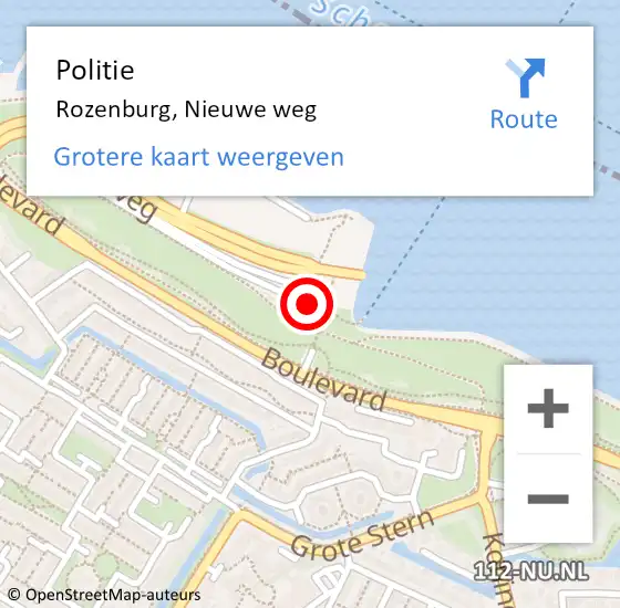 Locatie op kaart van de 112 melding: Politie Rozenburg, Nieuwe weg op 9 november 2021 18:40