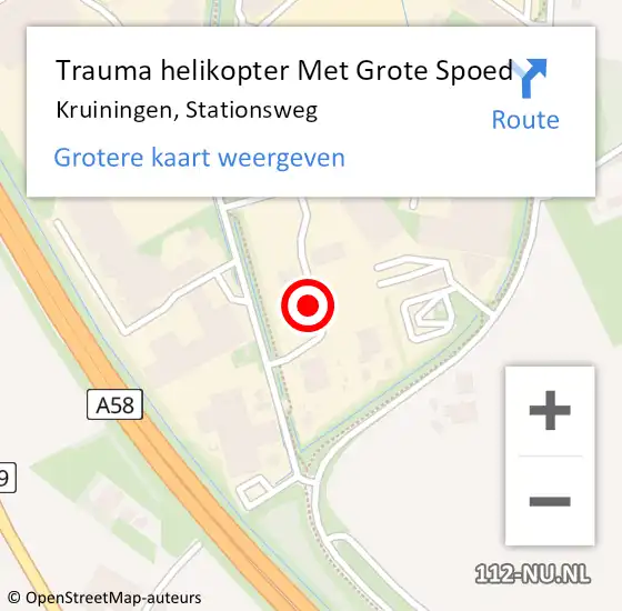 Locatie op kaart van de 112 melding: Trauma helikopter Met Grote Spoed Naar Kruiningen, Stationsweg op 9 november 2021 18:47