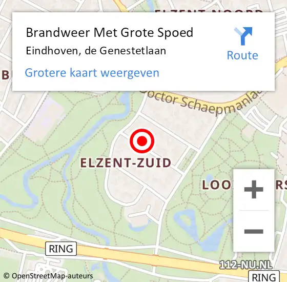 Locatie op kaart van de 112 melding: Brandweer Met Grote Spoed Naar Eindhoven, de Genestetlaan op 9 november 2021 18:55