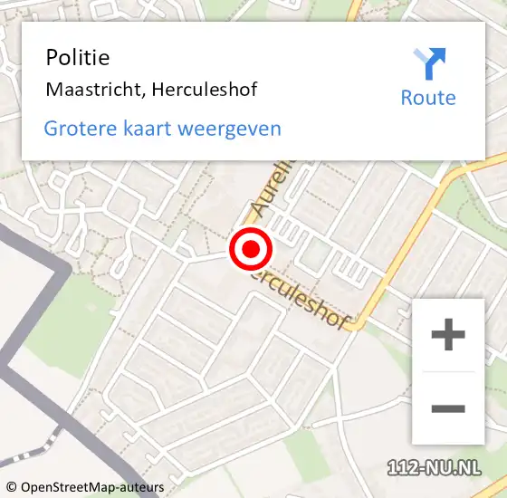 Locatie op kaart van de 112 melding: Politie Maastricht, Herculeshof op 9 november 2021 19:02