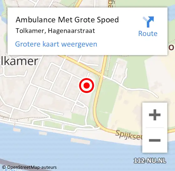 Locatie op kaart van de 112 melding: Ambulance Met Grote Spoed Naar Tolkamer, Hagenaarstraat op 9 november 2021 19:05