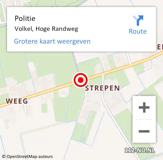 Locatie op kaart van de 112 melding: Politie Volkel, Hoge Randweg op 9 november 2021 19:16