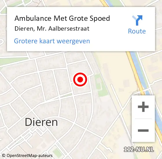 Locatie op kaart van de 112 melding: Ambulance Met Grote Spoed Naar Dieren, Mr. Aalbersestraat op 9 november 2021 19:39