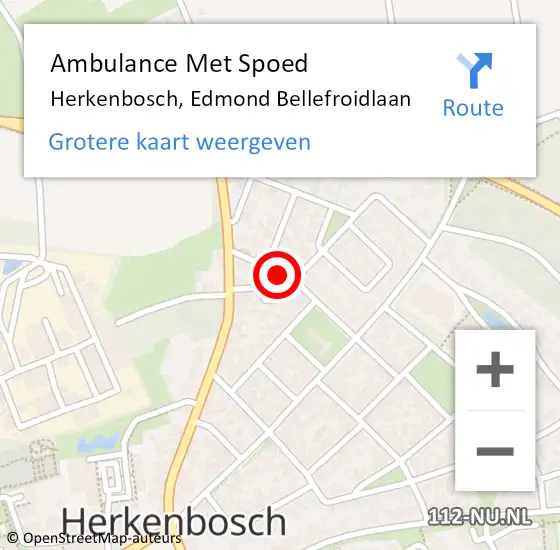 Locatie op kaart van de 112 melding: Ambulance Met Spoed Naar Herkenbosch, Edmond Bellefroidlaan op 9 november 2021 20:27