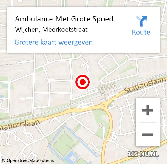 Locatie op kaart van de 112 melding: Ambulance Met Grote Spoed Naar Wijchen, Meerkoetstraat op 9 november 2021 21:02