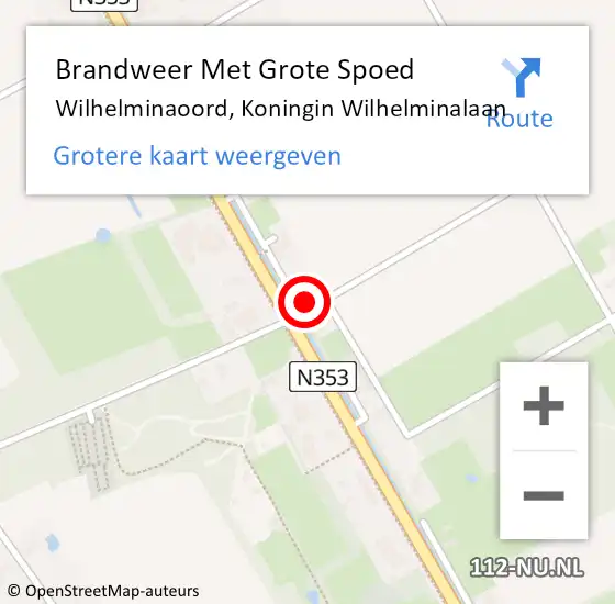 Locatie op kaart van de 112 melding: Brandweer Met Grote Spoed Naar Wilhelminaoord, Koningin Wilhelminalaan op 9 november 2021 21:12