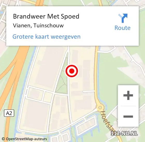 Locatie op kaart van de 112 melding: Brandweer Met Spoed Naar Vianen, Tuinschouw op 9 november 2021 21:25