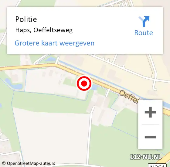 Locatie op kaart van de 112 melding: Politie Haps, Oeffeltseweg op 9 november 2021 21:46