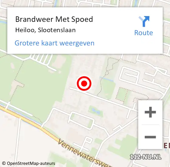 Locatie op kaart van de 112 melding: Brandweer Met Spoed Naar Heiloo, Slootenslaan op 28 juni 2014 19:19