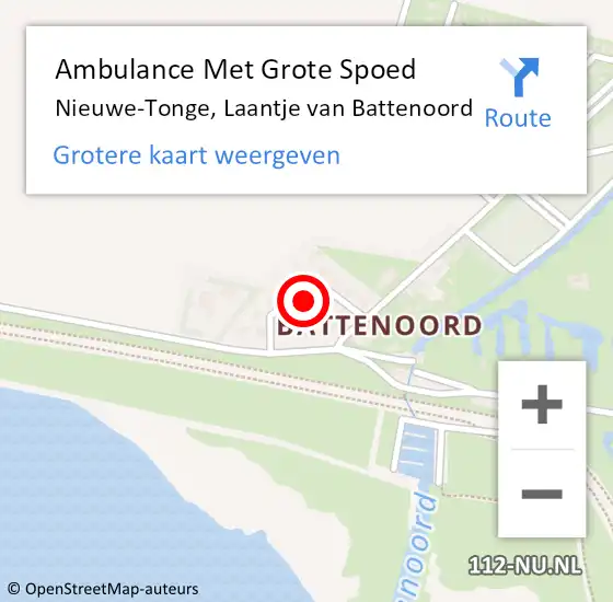 Locatie op kaart van de 112 melding: Ambulance Met Grote Spoed Naar Nieuwe-Tonge, Laantje van Battenoord op 9 november 2021 21:57