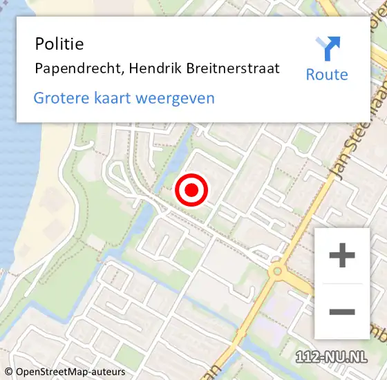 Locatie op kaart van de 112 melding: Politie Papendrecht, Hendrik Breitnerstraat op 9 november 2021 22:04