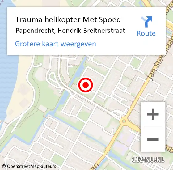 Locatie op kaart van de 112 melding: Trauma helikopter Met Spoed Naar Papendrecht, Hendrik Breitnerstraat op 9 november 2021 22:06