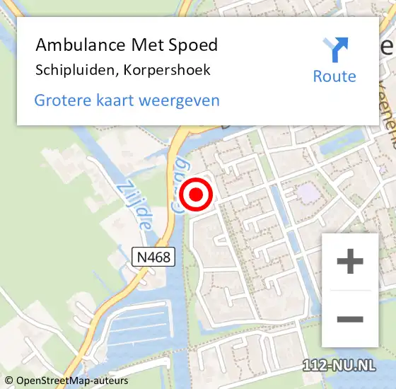 Locatie op kaart van de 112 melding: Ambulance Met Spoed Naar Schipluiden, Korpershoek op 9 november 2021 22:08