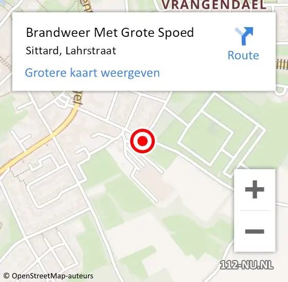 Locatie op kaart van de 112 melding: Brandweer Met Grote Spoed Naar Sittard, Lahrstraat op 9 november 2021 22:08