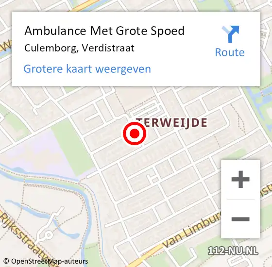 Locatie op kaart van de 112 melding: Ambulance Met Grote Spoed Naar Culemborg, Verdistraat op 9 november 2021 22:13