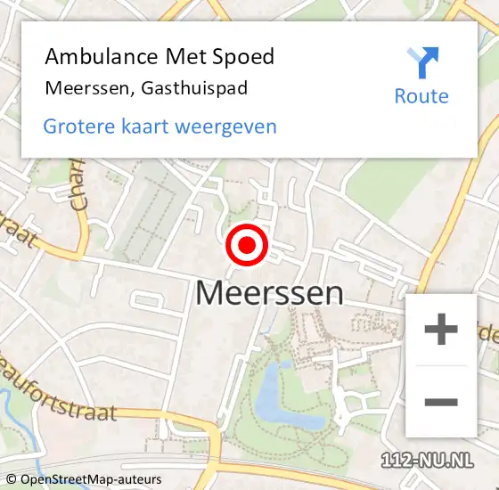 Locatie op kaart van de 112 melding: Ambulance Met Spoed Naar Meerssen, Gasthuispad op 28 juni 2014 19:21