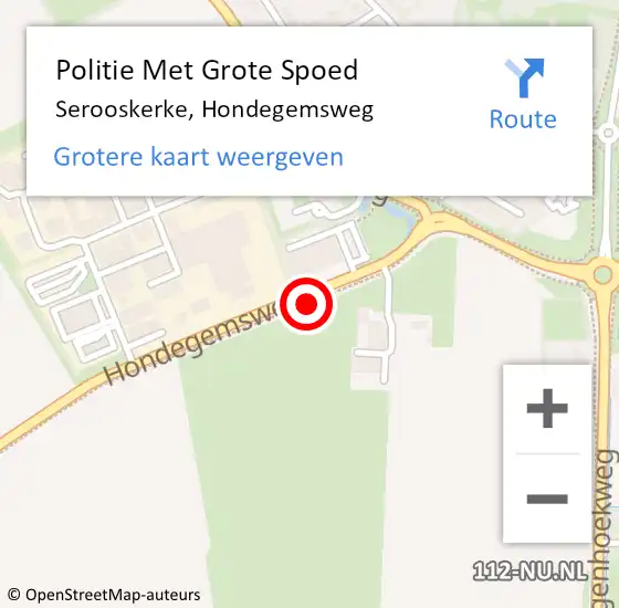 Locatie op kaart van de 112 melding: Politie Met Grote Spoed Naar Serooskerke, Hondegemsweg op 9 november 2021 22:21