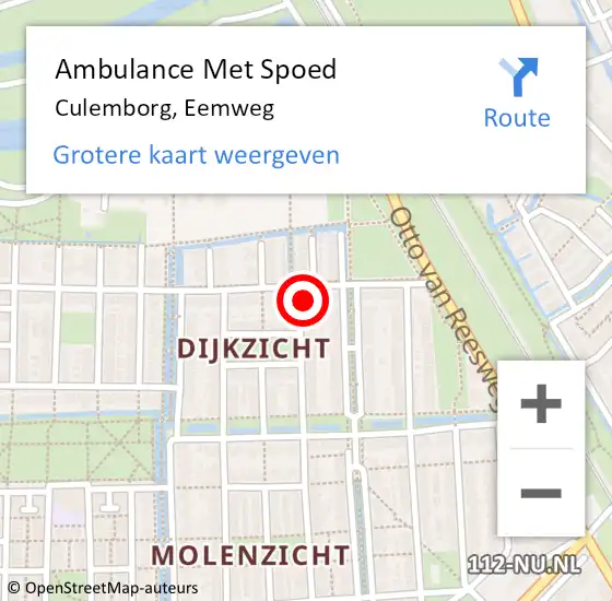 Locatie op kaart van de 112 melding: Ambulance Met Spoed Naar Culemborg, Eemweg op 9 november 2021 22:44