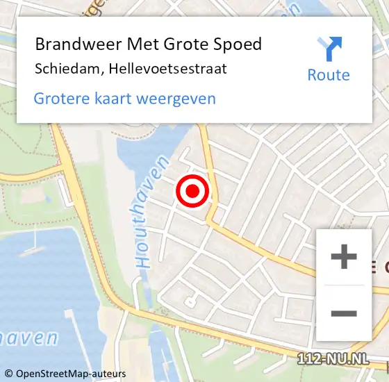 Locatie op kaart van de 112 melding: Brandweer Met Grote Spoed Naar Schiedam, Hellevoetsestraat op 9 november 2021 23:14