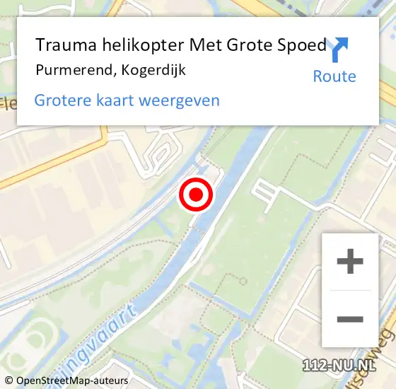 Locatie op kaart van de 112 melding: Trauma helikopter Met Grote Spoed Naar Purmerend, Kogerdijk op 9 november 2021 23:58