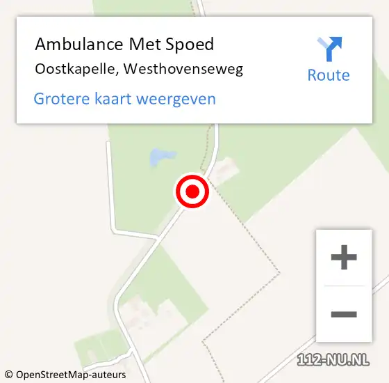 Locatie op kaart van de 112 melding: Ambulance Met Spoed Naar Oostkapelle, Westhovenseweg op 28 juni 2014 19:30