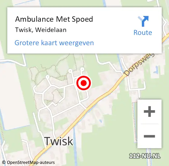 Locatie op kaart van de 112 melding: Ambulance Met Spoed Naar Twisk, Weidelaan op 10 november 2021 00:28