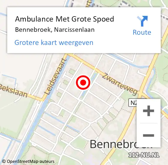Locatie op kaart van de 112 melding: Ambulance Met Grote Spoed Naar Bennebroek, Narcissenlaan op 10 november 2021 00:36
