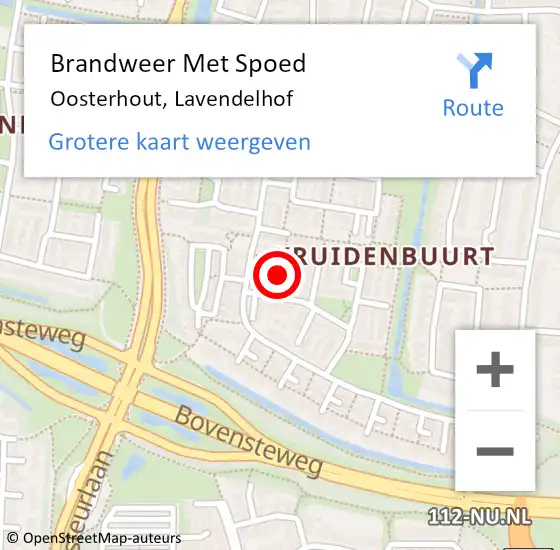 Locatie op kaart van de 112 melding: Brandweer Met Spoed Naar Oosterhout, Lavendelhof op 10 november 2021 01:08