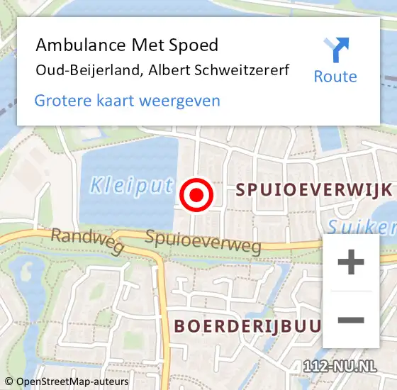 Locatie op kaart van de 112 melding: Ambulance Met Spoed Naar Oud-Beijerland, Albert Schweitzererf op 10 november 2021 01:23