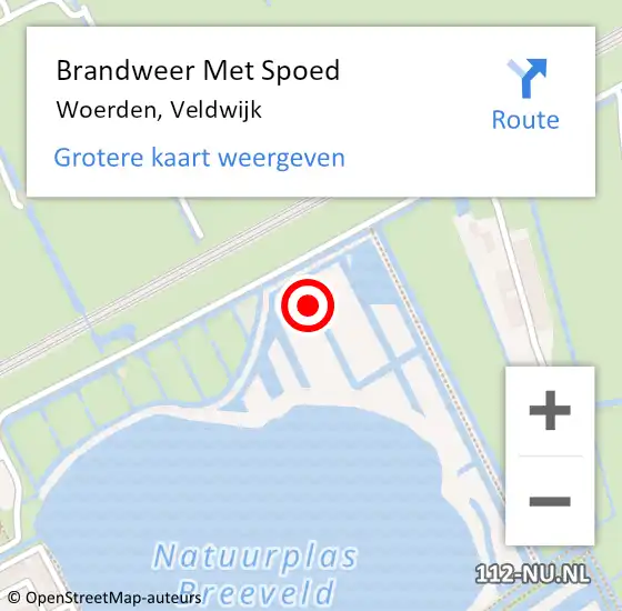 Locatie op kaart van de 112 melding: Brandweer Met Spoed Naar Woerden, Veldwijk op 10 november 2021 01:40