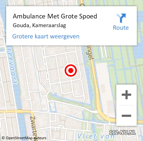 Locatie op kaart van de 112 melding: Ambulance Met Grote Spoed Naar Gouda, Kameraarslag op 10 november 2021 02:17