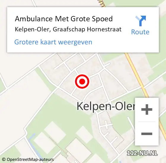 Locatie op kaart van de 112 melding: Ambulance Met Grote Spoed Naar Kelpen-Oler, Graafschap Hornestraat op 10 november 2021 02:39