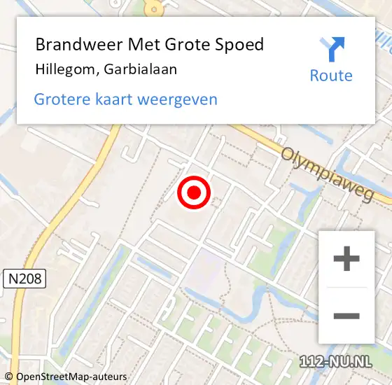 Locatie op kaart van de 112 melding: Brandweer Met Grote Spoed Naar Hillegom, Garbialaan op 28 juni 2014 19:38