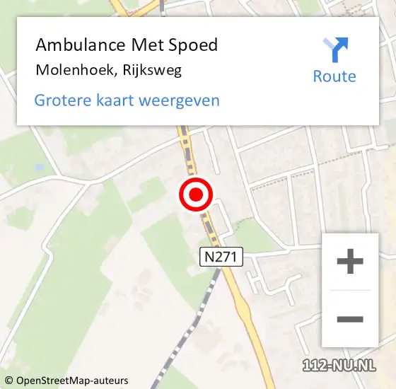 Locatie op kaart van de 112 melding: Ambulance Met Spoed Naar Molenhoek, Rijksweg op 28 juni 2014 19:38